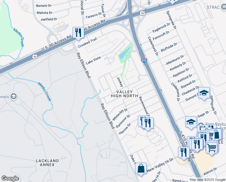 map of restaurants, bars, coffee shops, grocery stores, and more near 414 English Saddle in San Antonio