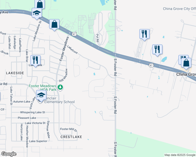 map of restaurants, bars, coffee shops, grocery stores, and more near 3127 Begonia Bend in San Antonio