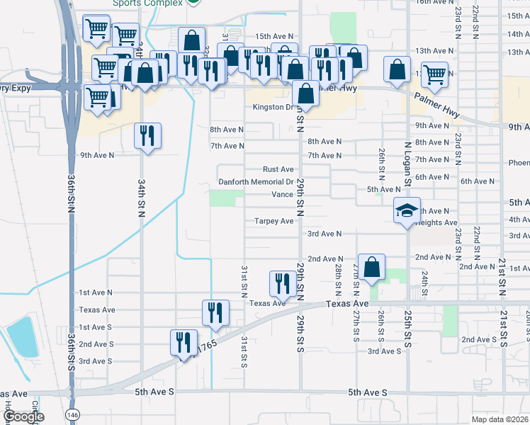 map of restaurants, bars, coffee shops, grocery stores, and more near 3009 Tarpey Avenue in Texas City