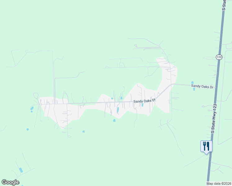 map of restaurants, bars, coffee shops, grocery stores, and more near 260 Sandy Oaks Drive in Seguin