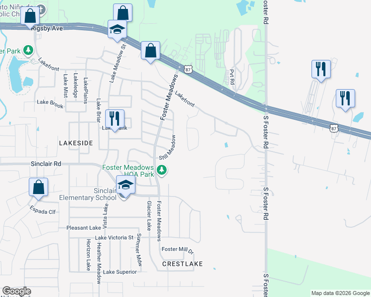 map of restaurants, bars, coffee shops, grocery stores, and more near 6219 Still Meadow in San Antonio