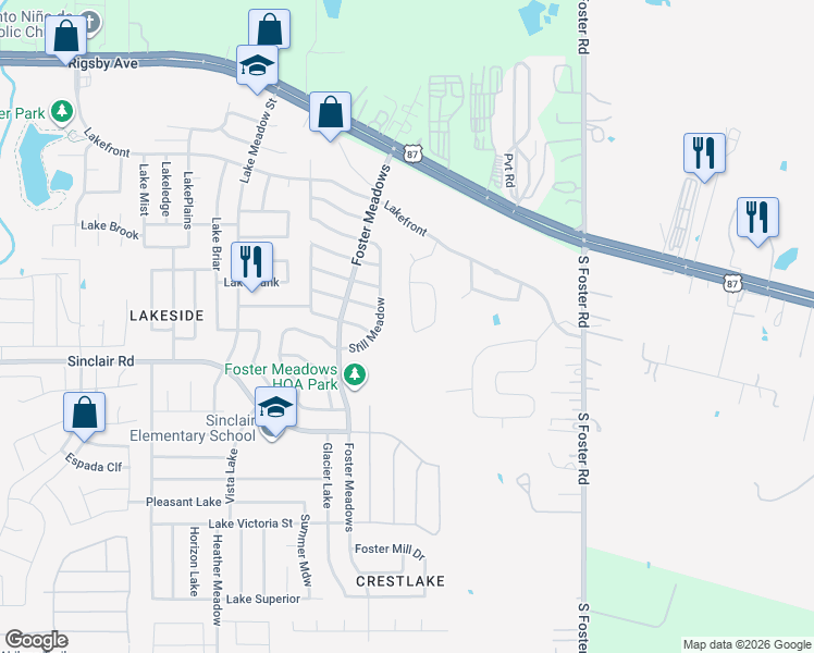 map of restaurants, bars, coffee shops, grocery stores, and more near 6219 Still Meadow in San Antonio