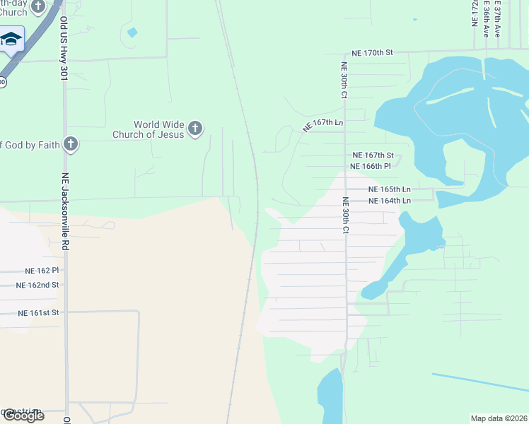 map of restaurants, bars, coffee shops, grocery stores, and more near 2700 Northeast 165th Street in Citra