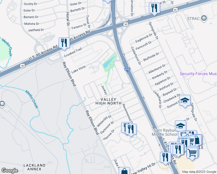 map of restaurants, bars, coffee shops, grocery stores, and more near 427 Silver Bit in San Antonio