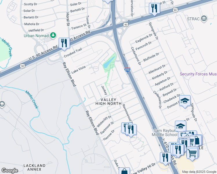 map of restaurants, bars, coffee shops, grocery stores, and more near 427 Silver Bit in San Antonio