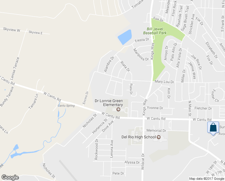 map of restaurants, bars, coffee shops, grocery stores, and more near 110 Burwood Lane in Del Rio