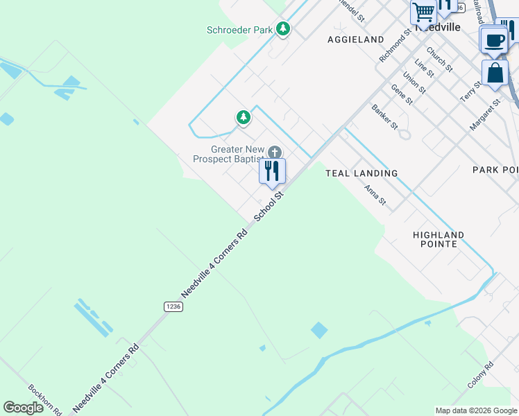map of restaurants, bars, coffee shops, grocery stores, and more near 8918 Milby Street in Needville
