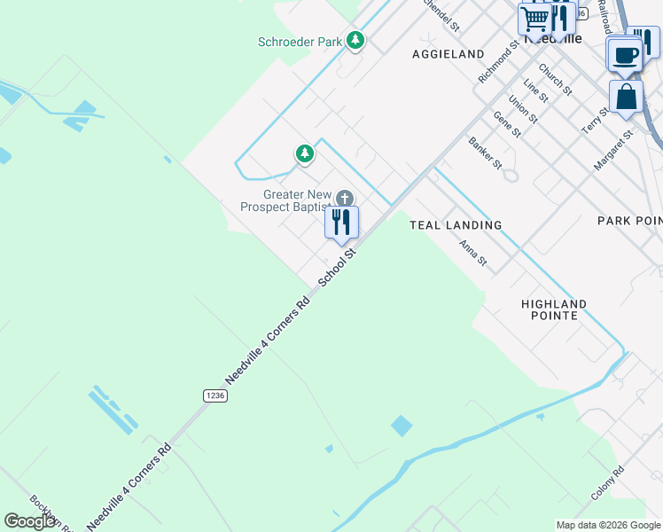 map of restaurants, bars, coffee shops, grocery stores, and more near 8918 Milby Street in Needville