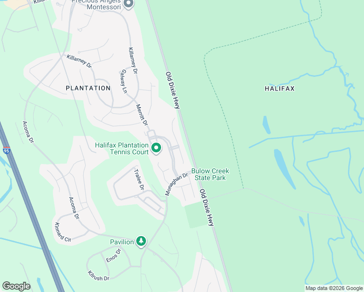 map of restaurants, bars, coffee shops, grocery stores, and more near 3329 Glenshane Way in Ormond Beach