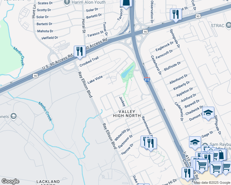 map of restaurants, bars, coffee shops, grocery stores, and more near 402 Golden Walk in San Antonio