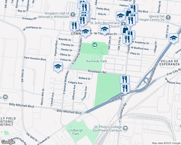 map of restaurants, bars, coffee shops, grocery stores, and more near in San Antonio