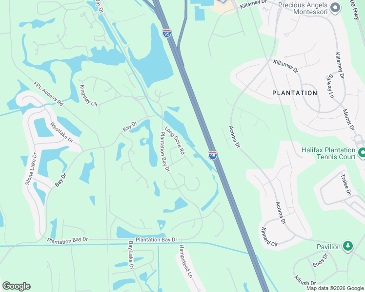map of restaurants, bars, coffee shops, grocery stores, and more near 421 Long Cove Road in Ormond Beach