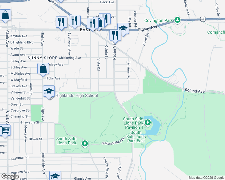 map of restaurants, bars, coffee shops, grocery stores, and more near 202 Smallwood Drive in San Antonio