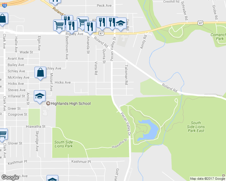 map of restaurants, bars, coffee shops, grocery stores, and more near 202 Smallwood Drive in San Antonio