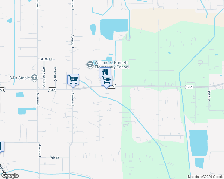 map of restaurants, bars, coffee shops, grocery stores, and more near 11703 Farm to Market Road 1764 in Santa Fe