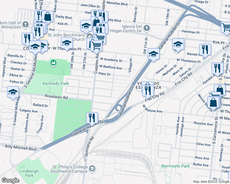 map of restaurants, bars, coffee shops, grocery stores, and more near 130 West Greenway Avenue in San Antonio