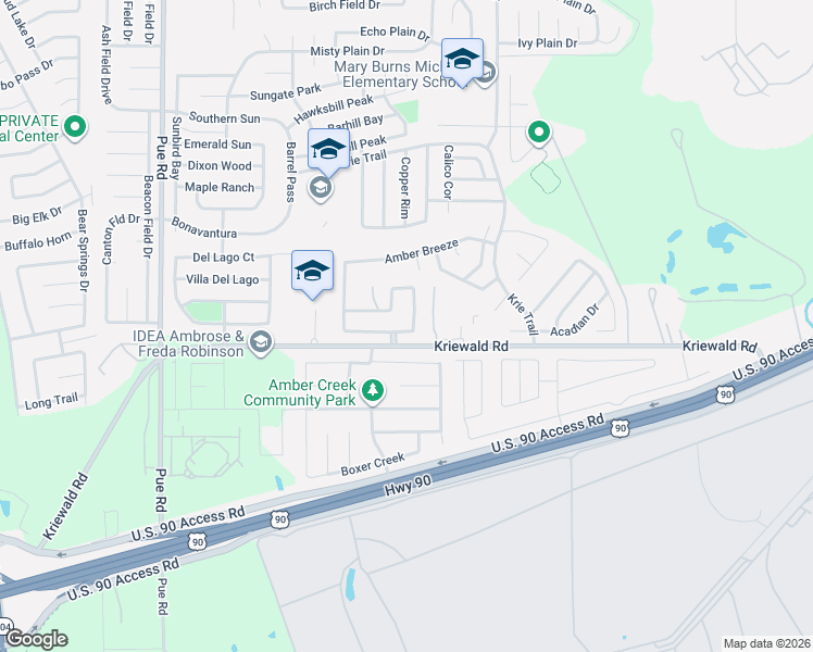 map of restaurants, bars, coffee shops, grocery stores, and more near 3946 Impatiens View in San Antonio