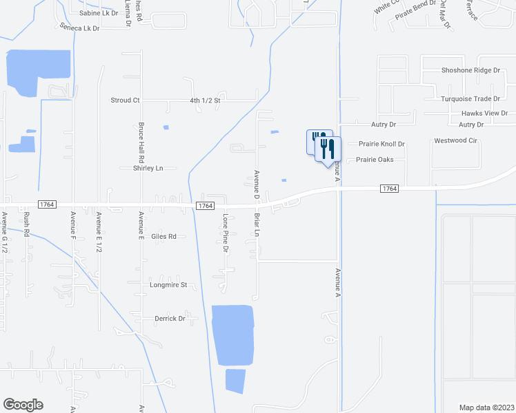 map of restaurants, bars, coffee shops, grocery stores, and more near 12320 Farm to Market 1764 in Santa Fe