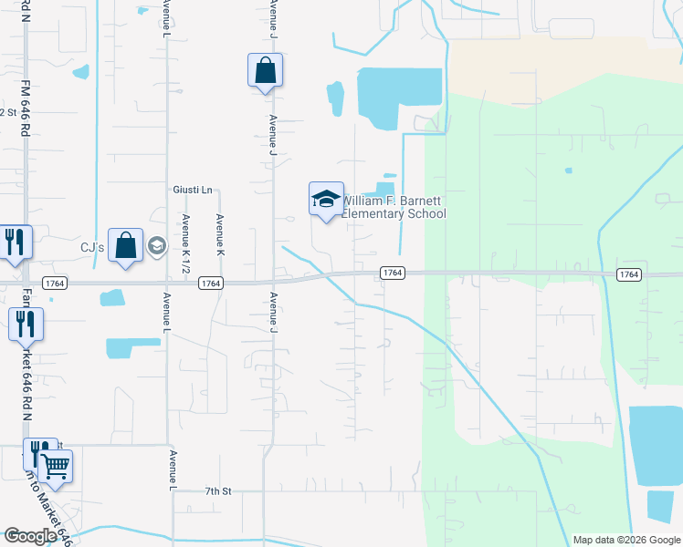 map of restaurants, bars, coffee shops, grocery stores, and more near 11703 Farm to Market Road 1764 in Santa Fe