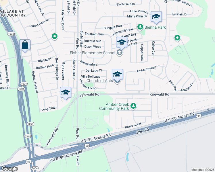 map of restaurants, bars, coffee shops, grocery stores, and more near 3916 Ancient Song in San Antonio