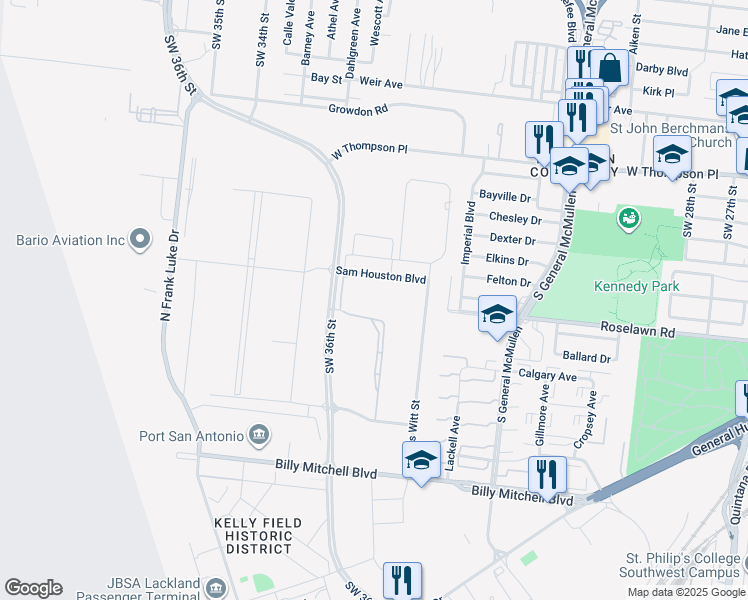 map of restaurants, bars, coffee shops, grocery stores, and more near in San Antonio