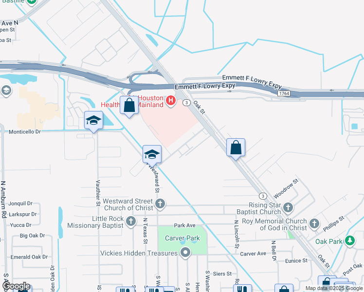 map of restaurants, bars, coffee shops, grocery stores, and more near 6601 Memorial Drive in Texas City