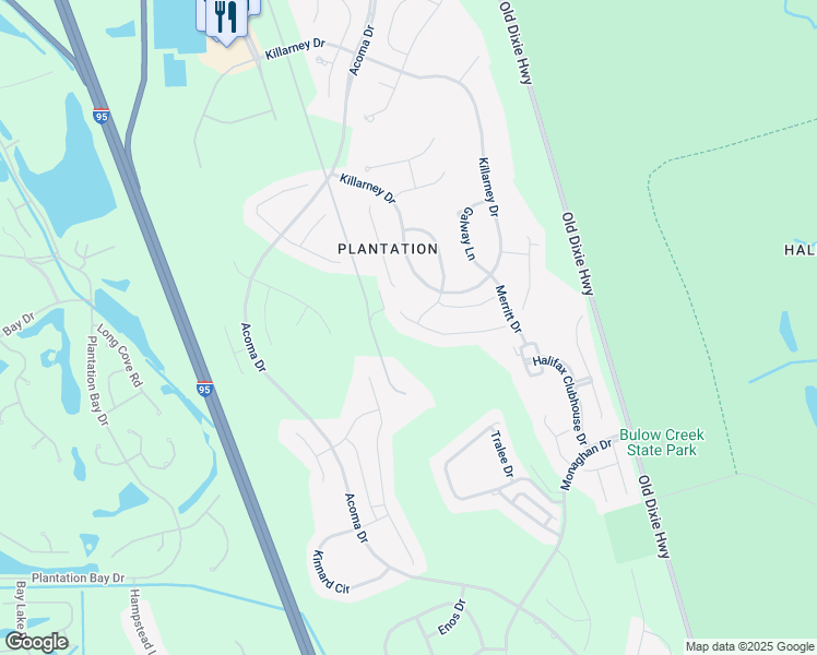 map of restaurants, bars, coffee shops, grocery stores, and more near 3502 Middlemore Lane in Ormond Beach