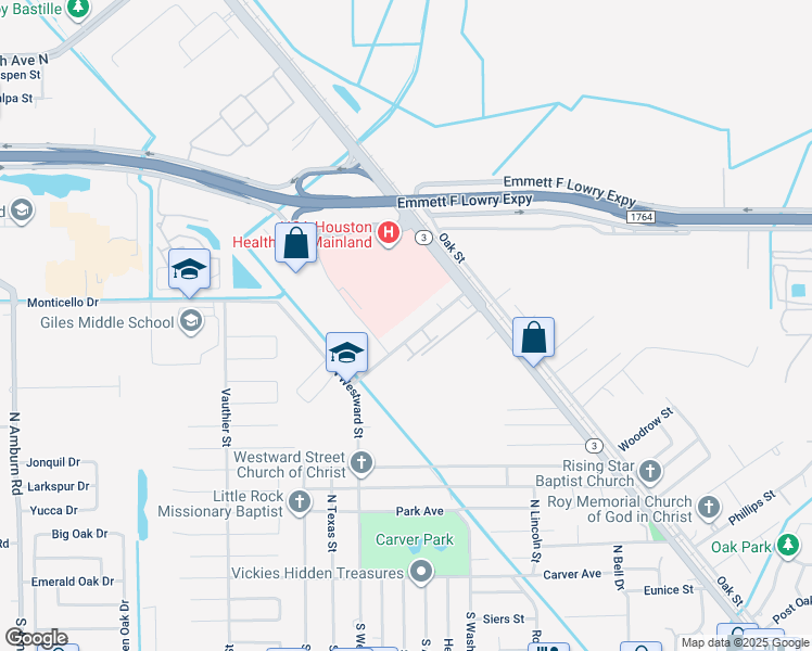 map of restaurants, bars, coffee shops, grocery stores, and more near 6602 Memorial Drive in Texas City