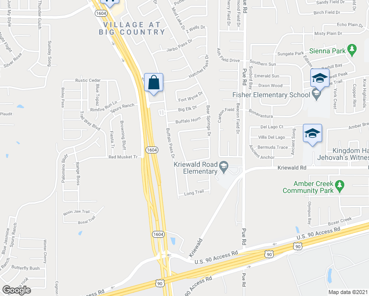 map of restaurants, bars, coffee shops, grocery stores, and more near 11430 Bald Eagle Way in San Antonio