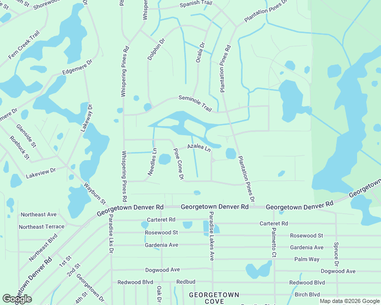 map of restaurants, bars, coffee shops, grocery stores, and more near 103 Azalea Lane in Georgetown