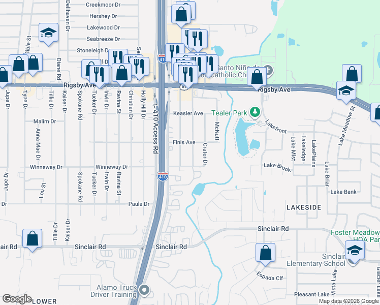 map of restaurants, bars, coffee shops, grocery stores, and more near 2702 Bermuda in San Antonio