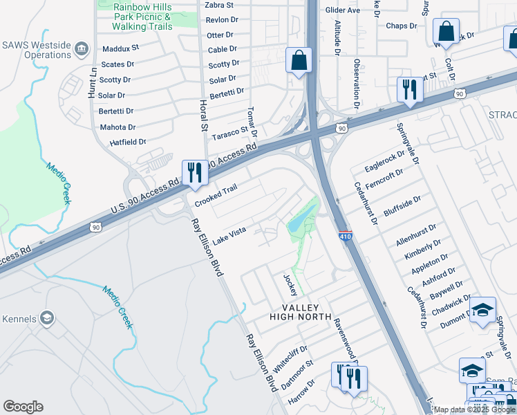 map of restaurants, bars, coffee shops, grocery stores, and more near in San Antonio