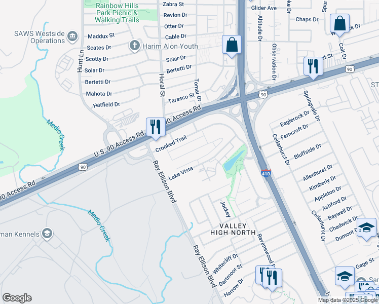 map of restaurants, bars, coffee shops, grocery stores, and more near in San Antonio