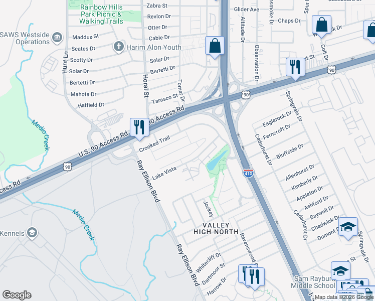 map of restaurants, bars, coffee shops, grocery stores, and more near in San Antonio