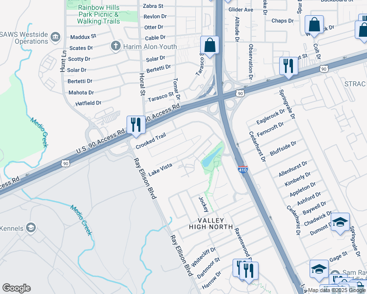 map of restaurants, bars, coffee shops, grocery stores, and more near in San Antonio