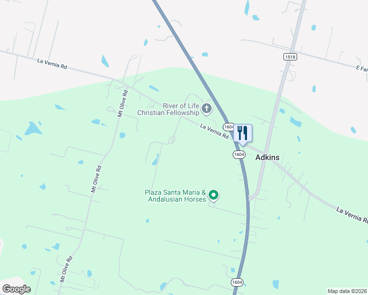 map of restaurants, bars, coffee shops, grocery stores, and more near 12296 La Vernia Road in Adkins