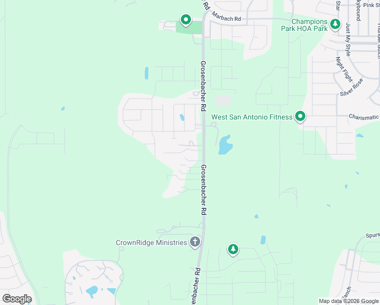 map of restaurants, bars, coffee shops, grocery stores, and more near 3735 Grosenbacher Road in San Antonio
