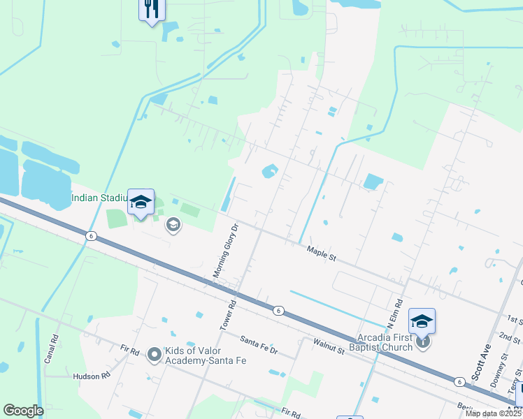 map of restaurants, bars, coffee shops, grocery stores, and more near 3720 Tower Road in Santa Fe
