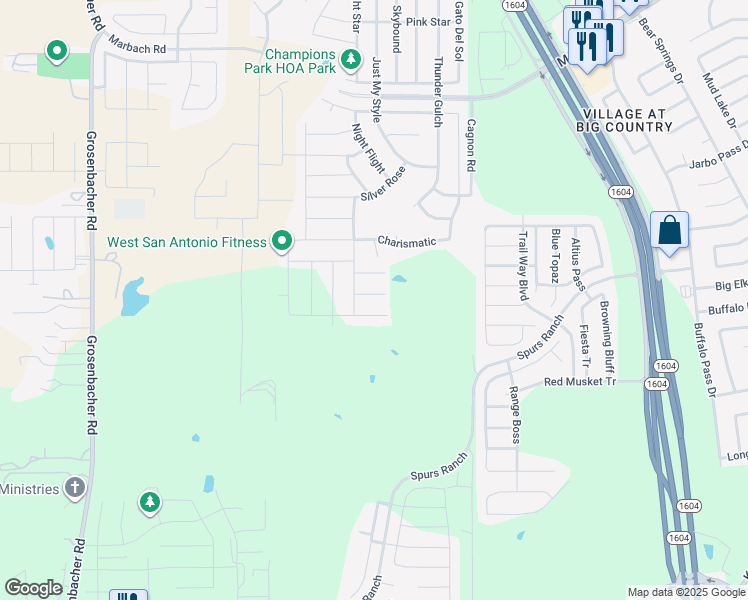 map of restaurants, bars, coffee shops, grocery stores, and more near 11237 Amberina in San Antonio
