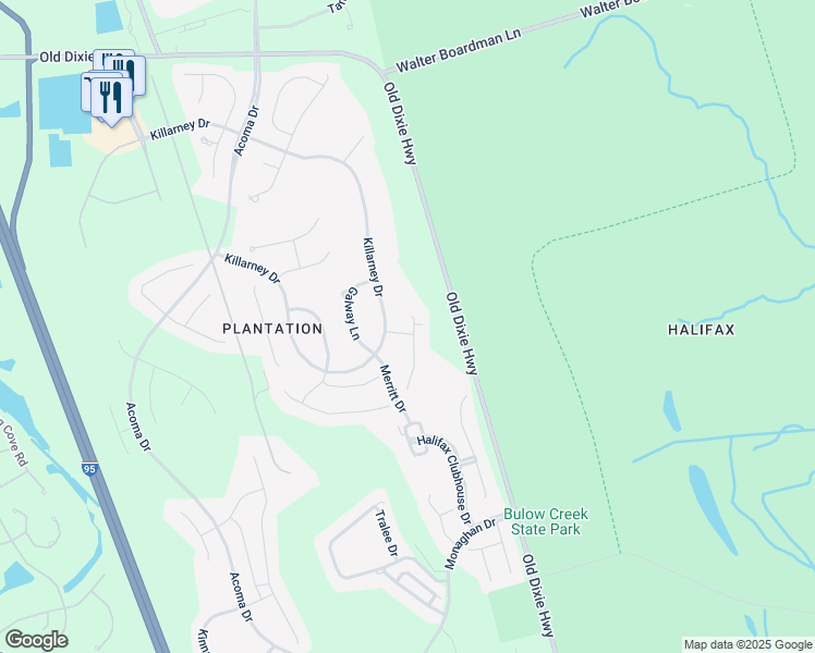 map of restaurants, bars, coffee shops, grocery stores, and more near 3528 Kilgallen Court in Ormond Beach