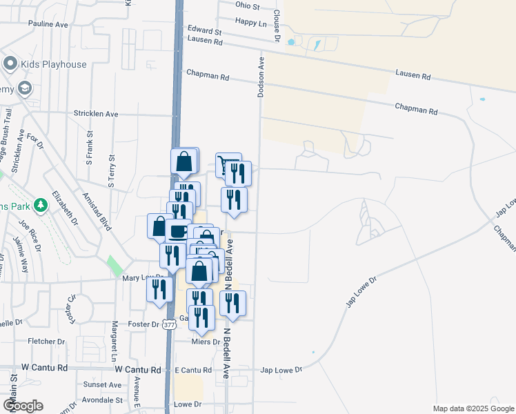 map of restaurants, bars, coffee shops, grocery stores, and more near 205 Dodson Avenue in Del Rio