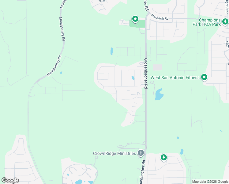 map of restaurants, bars, coffee shops, grocery stores, and more near 3685 Grosenbacher Road in San Antonio