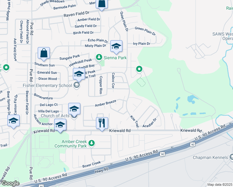 map of restaurants, bars, coffee shops, grocery stores, and more near 9746 Liberty Green in San Antonio