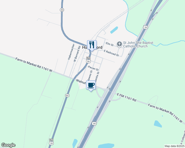 map of restaurants, bars, coffee shops, grocery stores, and more near 7618 Hawes Street in Hungerford