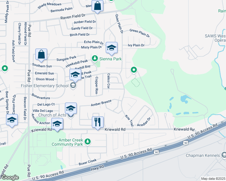 map of restaurants, bars, coffee shops, grocery stores, and more near 9746 Liberty Green in San Antonio