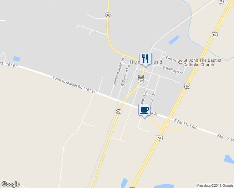 map of restaurants, bars, coffee shops, grocery stores, and more near 7425 West Bernard in Hungerford