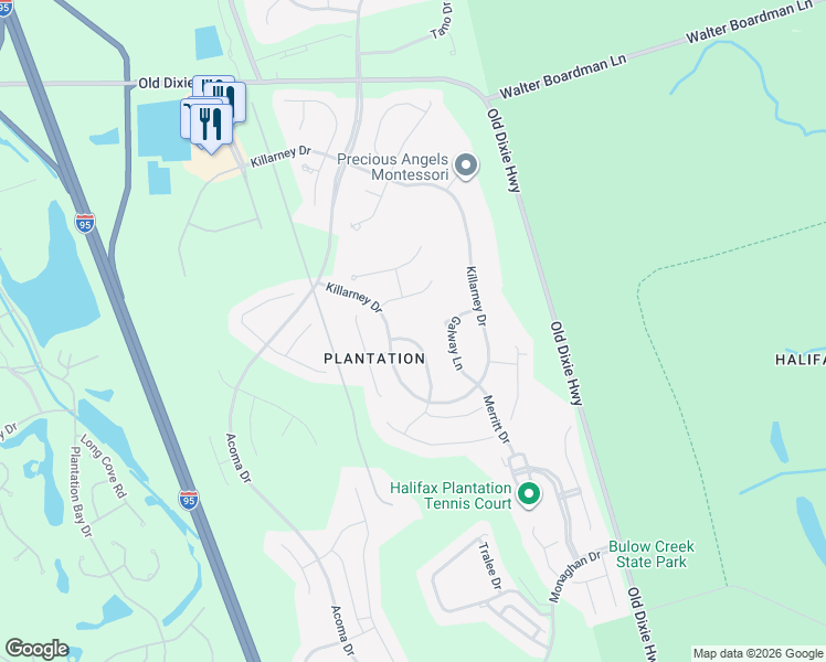 map of restaurants, bars, coffee shops, grocery stores, and more near 3643 Mallow Drive in Ormond Beach