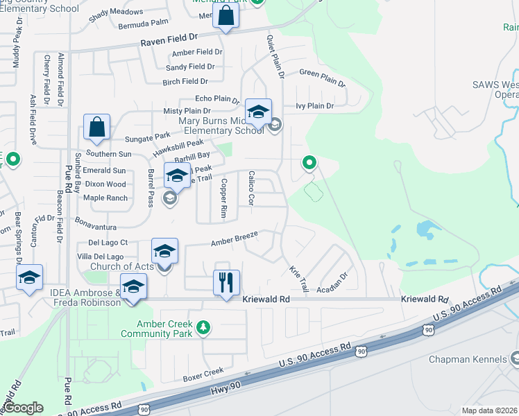 map of restaurants, bars, coffee shops, grocery stores, and more near 9746 Liberty Green in San Antonio