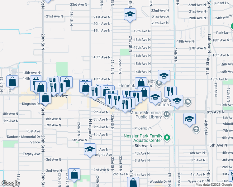 map of restaurants, bars, coffee shops, grocery stores, and more near 2230 11th Avenue North in Texas City