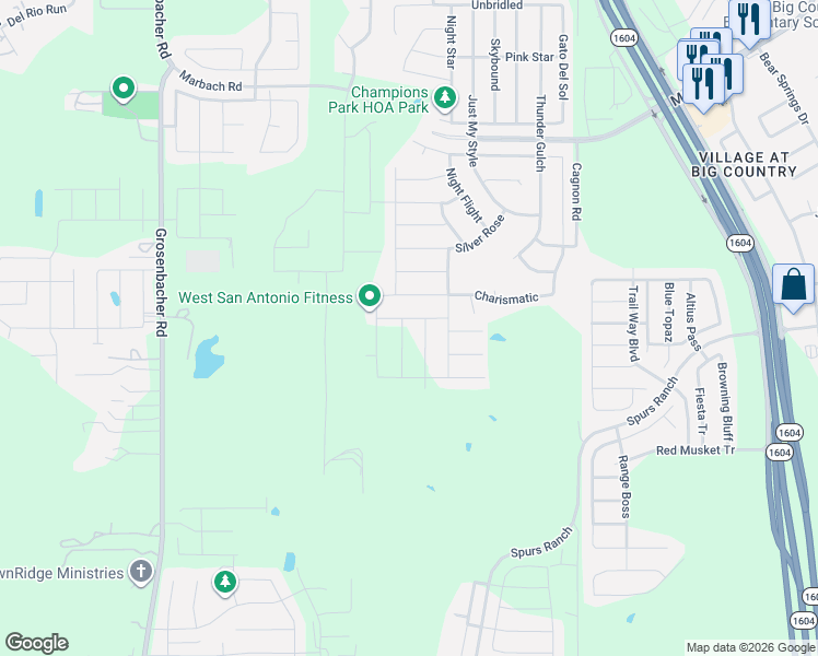 map of restaurants, bars, coffee shops, grocery stores, and more near 3504 Under Par in San Antonio